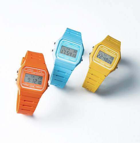 卡西欧复古马卡龙色小方块腕表