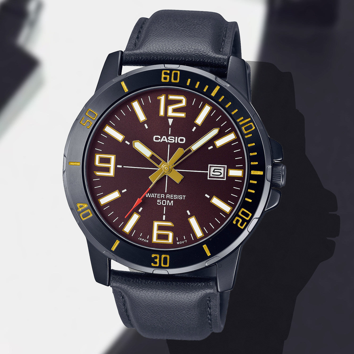 卡西欧手表casio mtp-vd01bl 男款剑鱼日系商务指针皮带钢带腕表