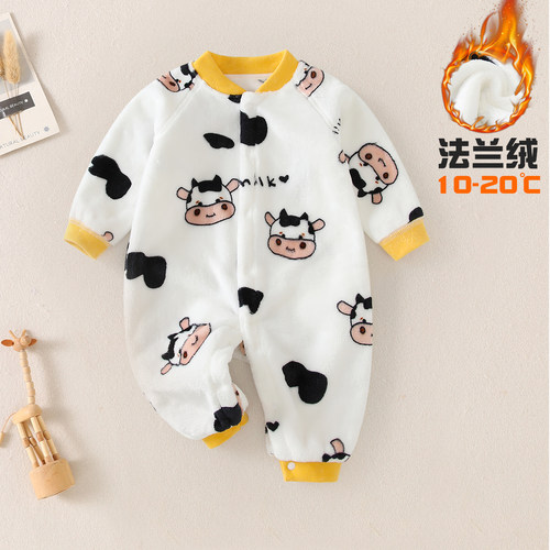 婴儿连体衣法兰绒秋冬加厚睡衣
