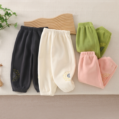 儿童裤子秋冬新款奥粒绒长裤男女童休闲裤中国风1岁2宝宝裤子加绒
