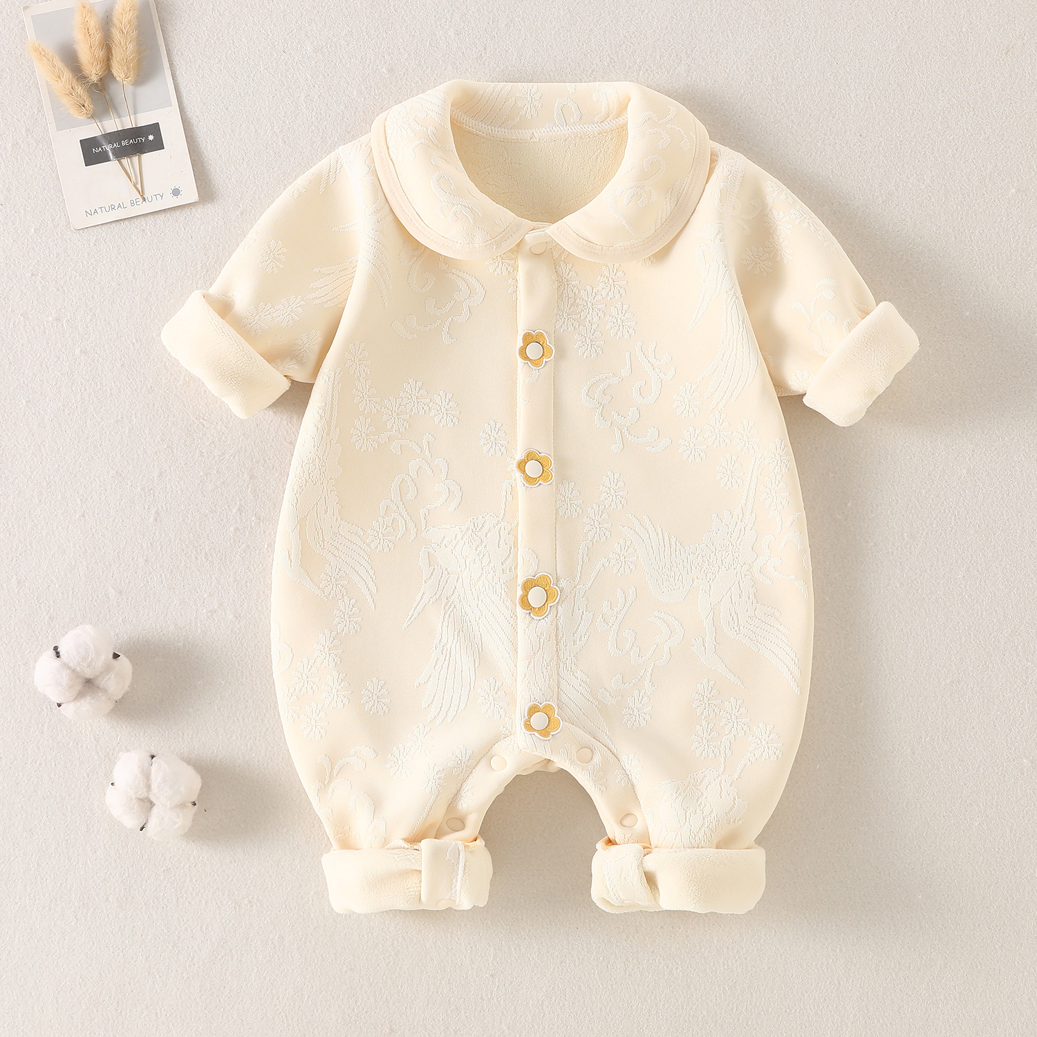 婴儿连体衣中国风秋冬季加绒