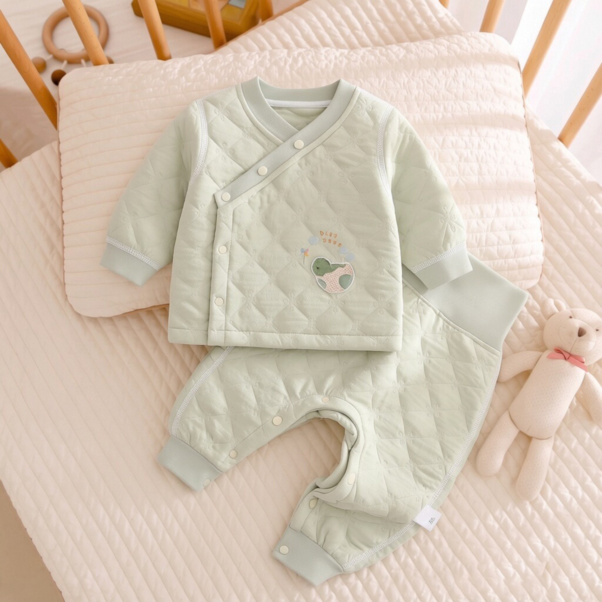 婴儿衣服夹棉套装秋冬季