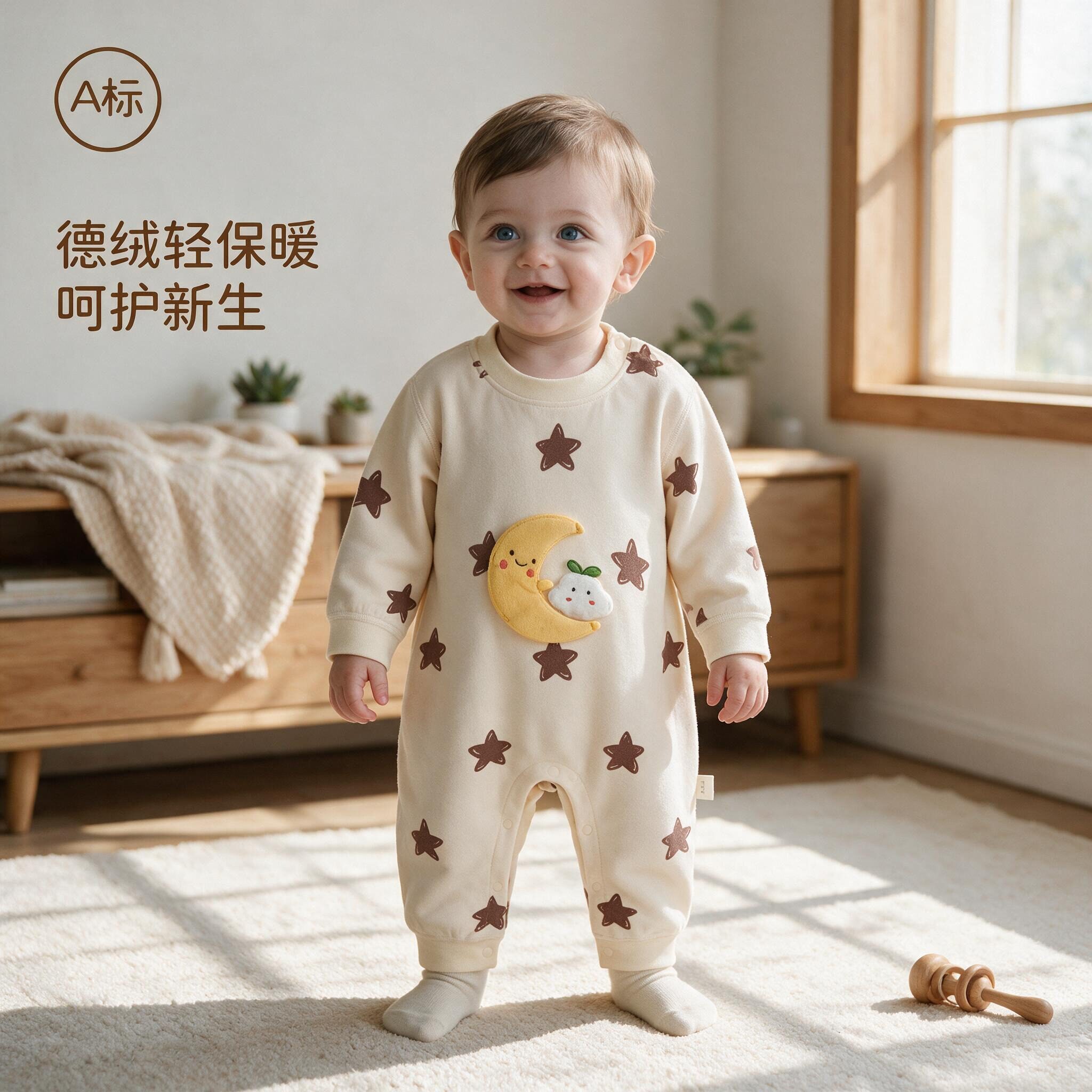 德绒婴幼儿连体衣秋冬季保暖外出服 A类超萌新生儿衣服宝宝哈衣