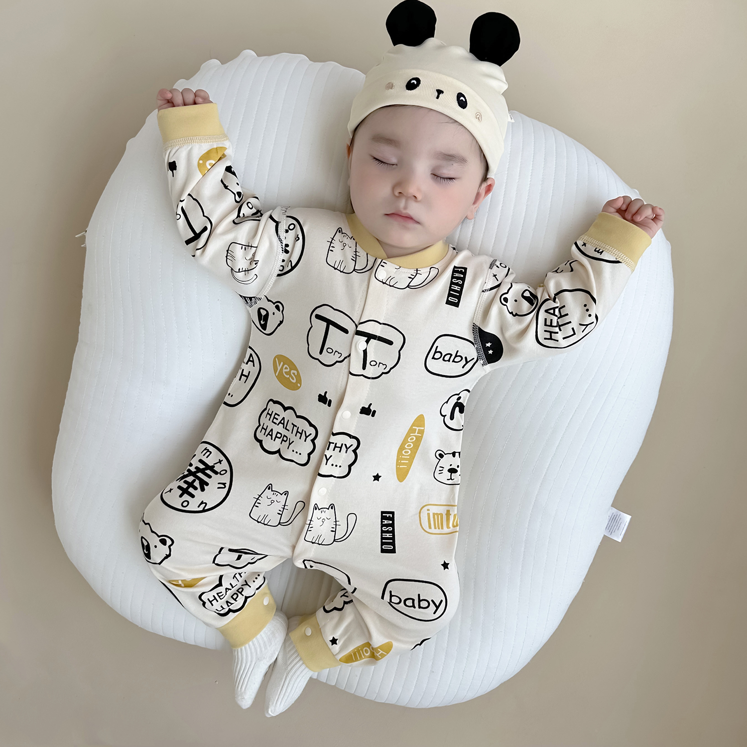 内衣纯棉春秋无骨婴儿连体衣