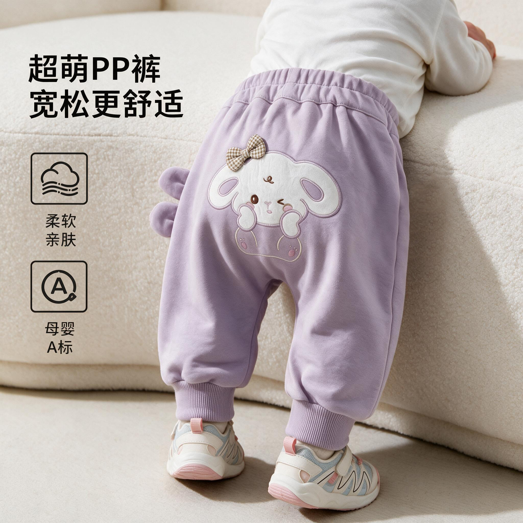 女宝宝屁屁裤春秋新款休闲长裤超萌卫裤卡通束脚裤婴儿外穿裤子
