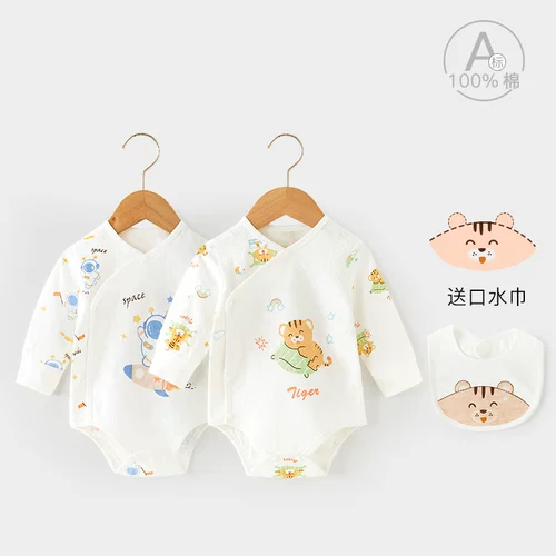 Детское хлопковое боди для новорожденных, слюнявчик