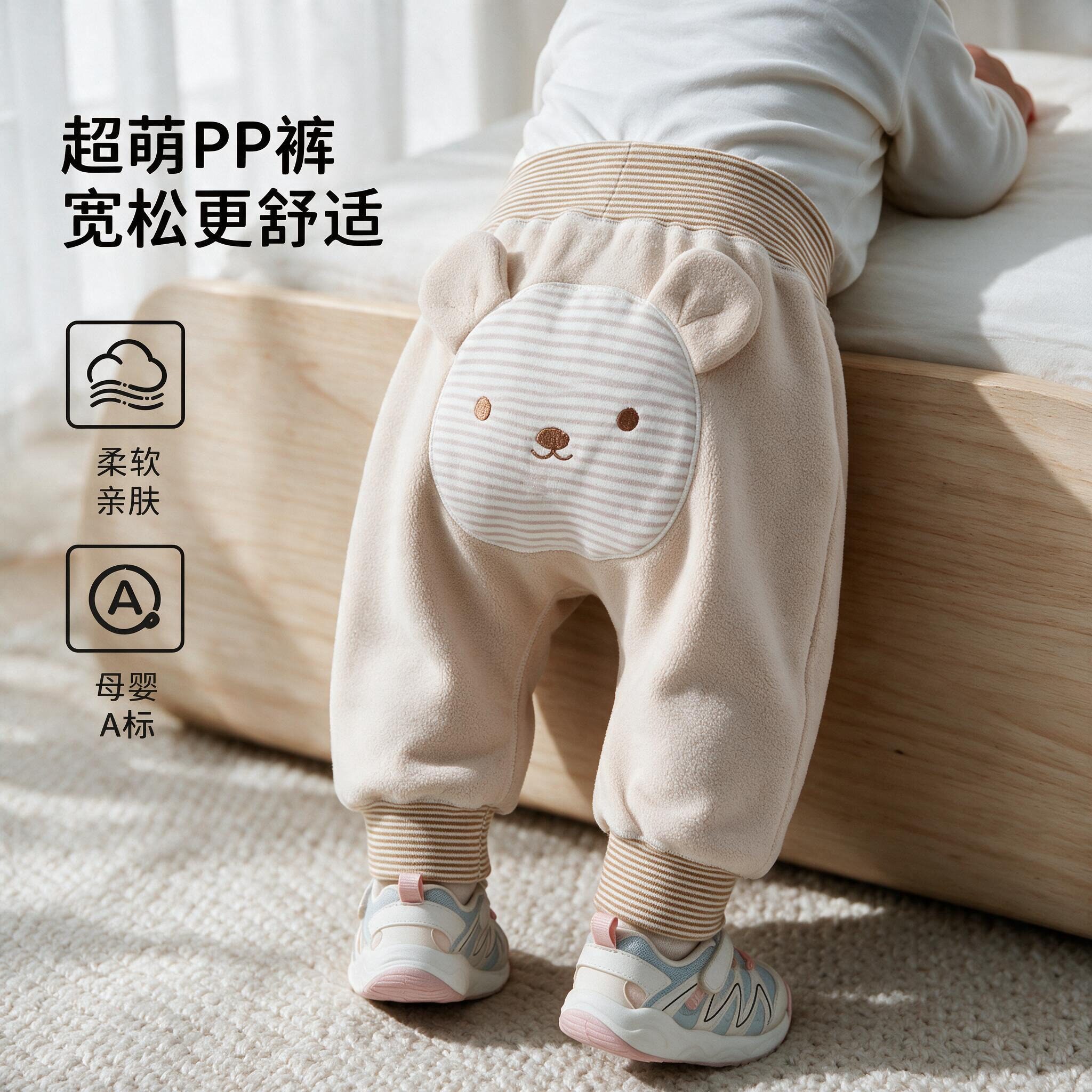 婴儿大屁屁裤加绒秋冬季高腰裤卡通长裤低裆裤男女宝宝休闲裤超萌