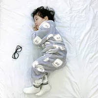 Детский демисезонный коралловый спальный мешок, бархатная фланелевая утепленная удерживающая тепло милая пижама