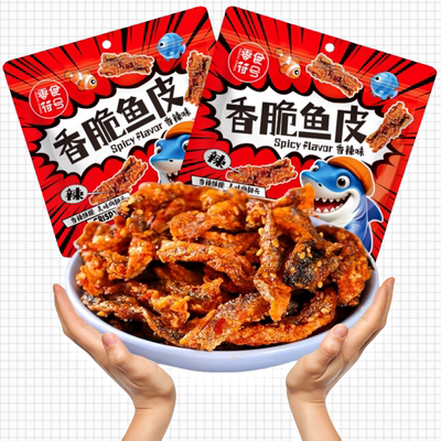 香辣鳕鱼皮香脆鱼皮香辣鱼皮甜辣鱼皮鳕鱼皮海味零食鱼皮开袋即食