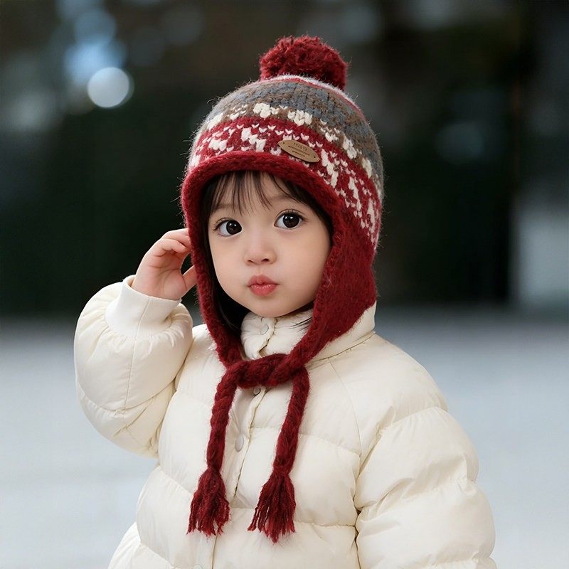 费尔岛风儿童帽子冬季女童毛线帽宝宝针织帽男童护耳防风保暖秋冬,服饰配件/皮带/帽子/围巾,帽子,淘宝优惠券,粉丝福利购,淘宝优惠卷