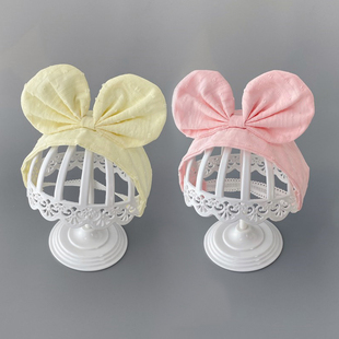 婴儿遮脑门心帽子胎帽夏季春夏可爱空顶凉帽女宝宝新生儿护囟门帽