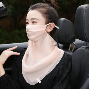 100%桑蚕丝真丝口罩护颈夏季透气薄款遮脸防晒面纱女骑车遮阳面罩