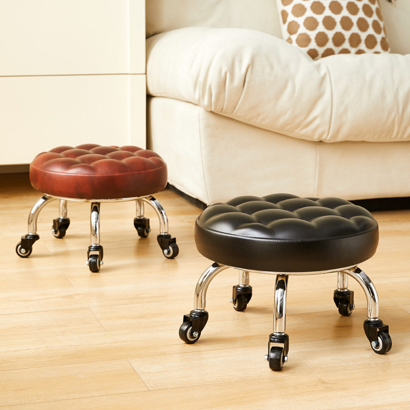 万向轮小凳子移动家用滑轮矮凳儿童学步带轮圆凳成人美缝修脚板凳