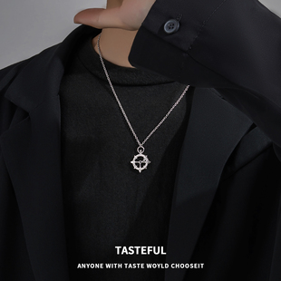 项链男潮ins风轻奢小众设计感船舵吊坠男生秋冬百搭毛衣链配饰品