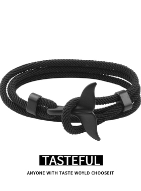 ins 欧美鲸鱼尾手工编织手绳双活扣可调节潮百搭时尚情侣学生礼物