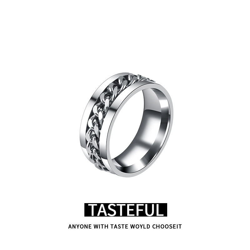 钛钢戒指男旋转 士ins女潮开啤酒瓶盖神器指环时尚个性氚气冷淡风