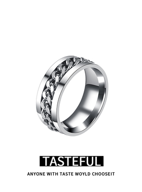 钛钢戒指男旋转 士ins女潮开啤酒瓶盖神器指环时尚个性氚气冷淡风