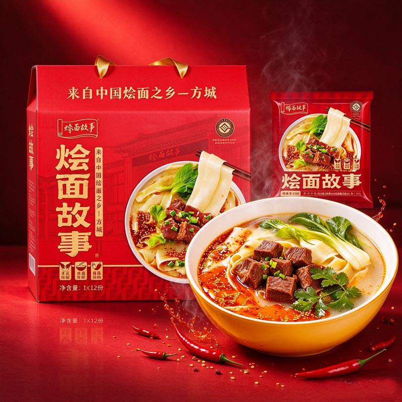 河南方城烩面地道生呛羊肉味烩面特产伴手礼袋装礼盒香辣水煮烩面