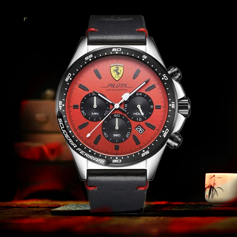 代购Ferrari法拉利手表男赛车运动风计时手表PILOTA系列时尚腕表