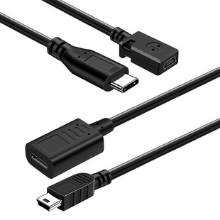 DRACO mini usb公转Type-c母数据充电转接线5P公转C母安卓手机平板供电线数据TypeC公转Mini USB母转接头T型