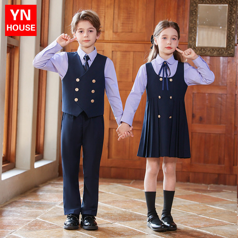 新款小学生校服秋新品英伦风儿童合唱演出服幼儿园园服连衣裙套装