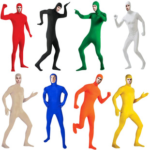 万圣节cos服装 忍者隐身人紧身衣露脸黑衣人隐形衣表演服演出服