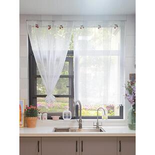 厨房柜子门帘橱柜防尘免打孔帘子遮挡杂物半帘遮丑柜门书柜架衣柜