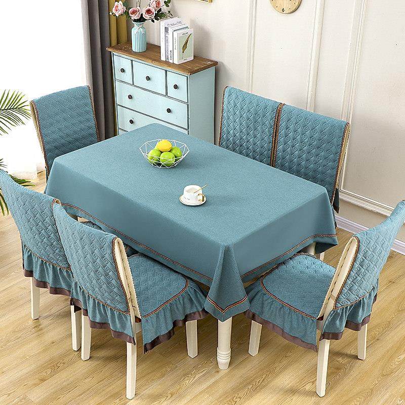 餐桌布椅套椅垫套装布艺长方形简约现代茶几桌布椅子套罩2024新款
