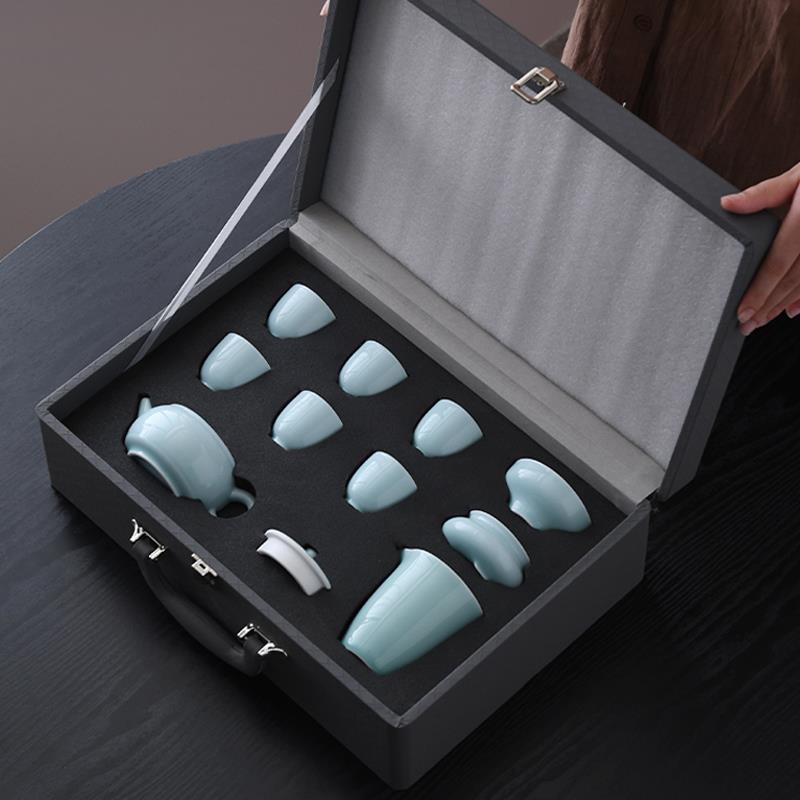 青瓷兰亭壶茶具套装家用高档陶瓷壶杯礼盒送佳品茶具套装礼盒