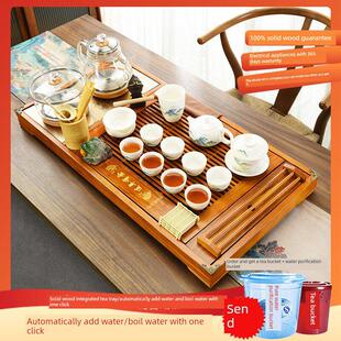 功夫整套轻奢茶具套装家用智能全自动实木一体茶盘烧水壶上水茶台