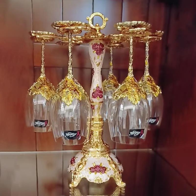 高档珐瑯彩红酒杯家用欧式无铅创意葡萄酒杯高脚杯醒酒器套装