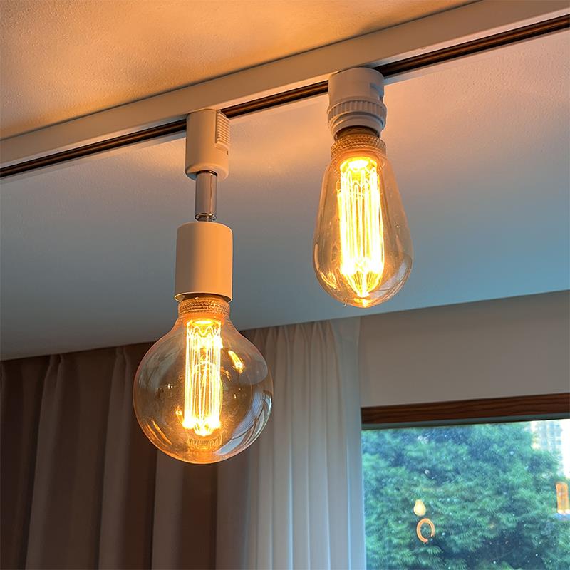 导轨灯座E27螺口散光泛光轨道灯咖啡厅家用店铺装饰智能补光灯