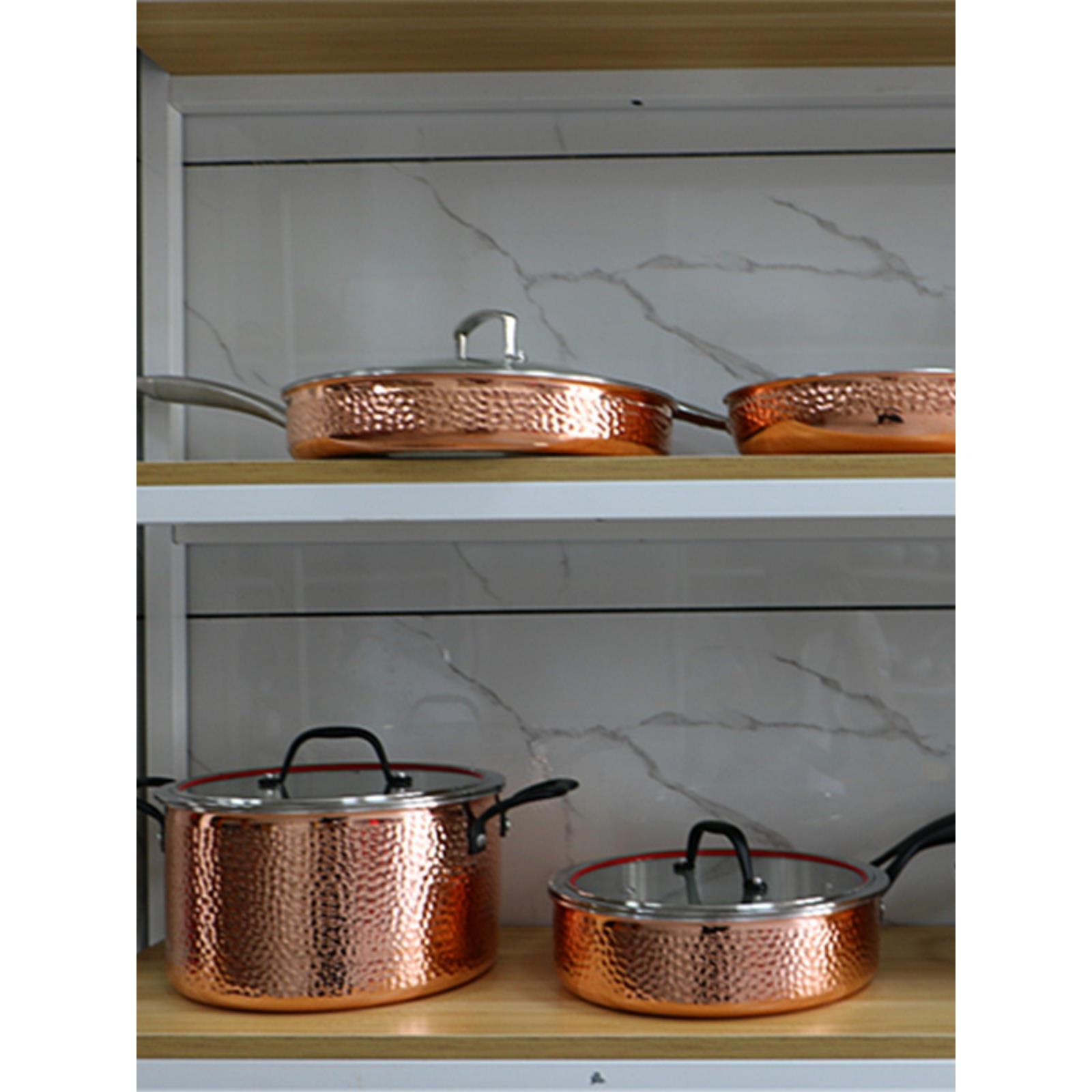 外贸不锈钢锤印铜锅出口德国不锈钢煎锅厨房软装样板房汤锅煎锅