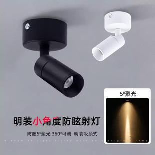 led防眩小射灯免开孔吸顶餐厅可调1W3W背景墙氛围灯聚光束5度 明装