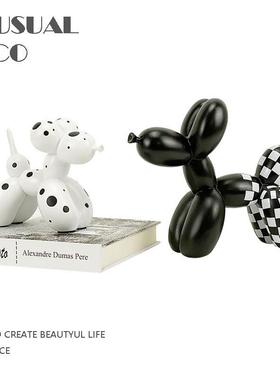 现代简约北欧极简黑白斑点气球狗摆件样板房售楼处儿童房软装饰品