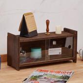 实木桌面置物架咖啡杯子茶具双层收纳架杂物化妆品收纳盒防尘茶柜