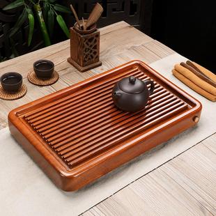 茶海 花梨木整块实木茶盘排水家用小茶台简约长方形功夫茶托电木款