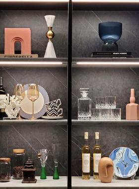 现代简约样板间酒具家居软装饰品道具酒陶瓷玻璃摆件组合ZH3289