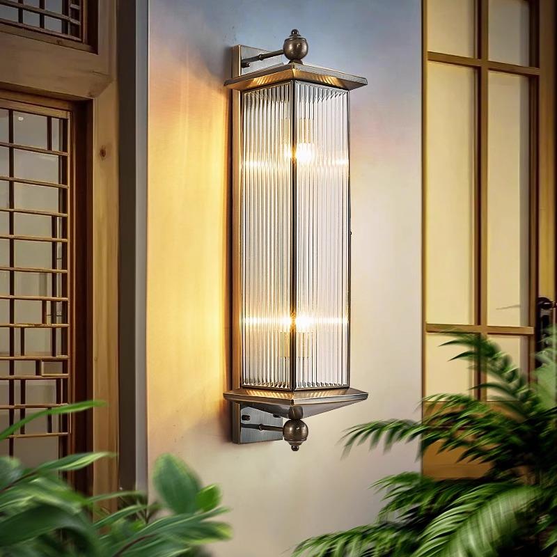 全铜户外太阳能壁灯简约现代防水围墙庭院别墅花园阳台大门外墙灯