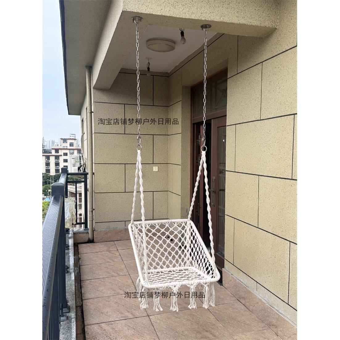 ins方形吊椅秋千室内户外庭院网红树摇摇椅民宿阳台吊篮流苏吊篮