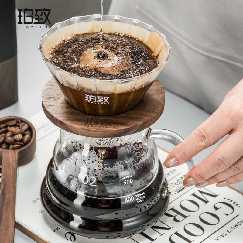 手冲咖啡套装实木架加厚玻璃滴过滤杯云朵分享壶磨豆机细口壶器具