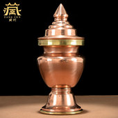 藏村藏式 饰桌面修粮供具摆件 红铜米盒米壶米罐室内家用装
