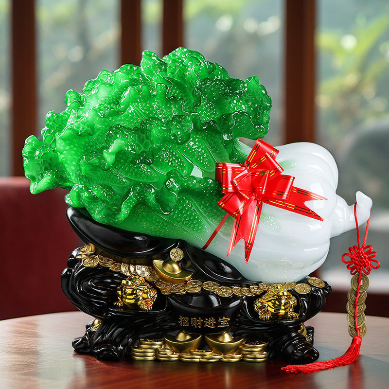 包邮百财如意树脂工艺品玉白菜招财摆件创意家居装饰商务礼品批发