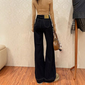 显瘦显腿直长裤 新款 女2026春季 李李服饰黑色不贴腿微喇牛仔裤