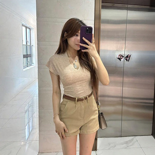 气质老钱风高腰牛仔短裤 新款 子女 女2026夏季 简约百搭牛仔短裤