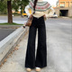 高腰不贴腿显瘦微喇长裤 新款 女2026春季 李李服饰黑灰色牛仔裤