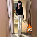 高腰长裤 2025新款 女冬季 李李服饰加绒高级白色百搭知性微喇牛仔裤