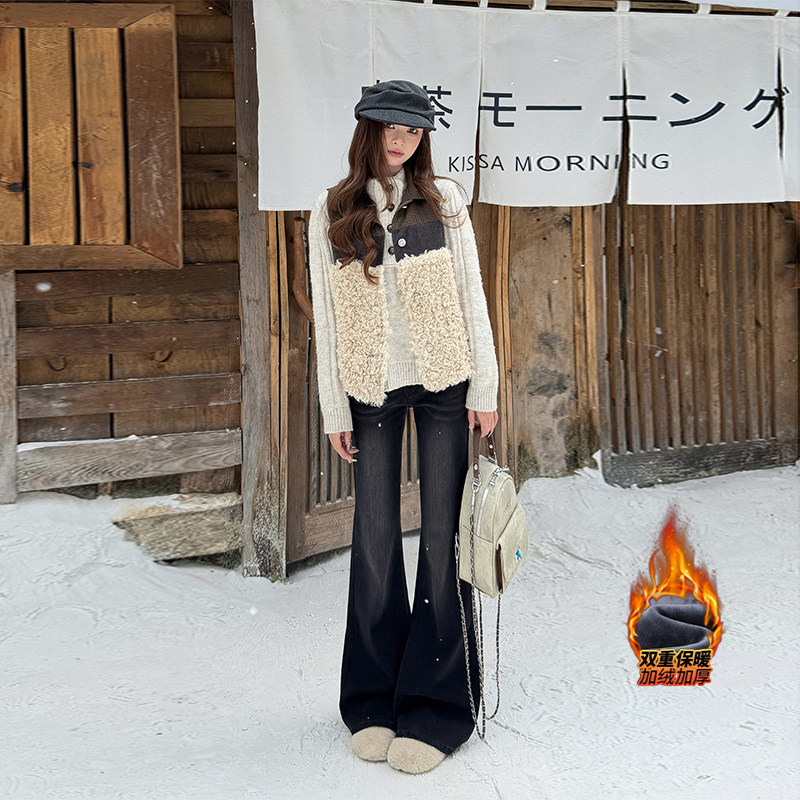 李李服饰黑灰色修身不贴腿微喇牛仔裤女2026冬季高腰口袋装饰长裤,女装/女士精品,牛仔裤,淘宝优惠券,粉丝福利购,淘宝优惠卷