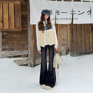 饰长裤 李李服饰黑灰色修身 高腰口袋装 女2026夏季 不贴腿微喇牛仔裤