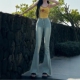 弹力显瘦鱼尾喇叭裤 新款 女2026年春季 李李服饰高腰毛边微喇牛仔裤